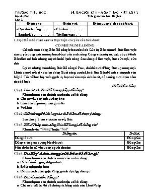 Đề ôn tập Cuối học kì II môn Tiếng Việt Khối 2